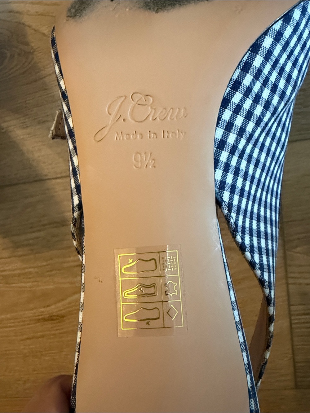 J. Crew Blue Gingham Slingback Pointed Heels - Picture 3 of 4